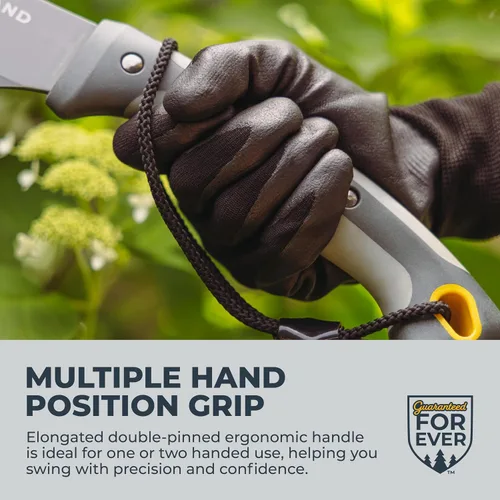 Miniatura 4 de Woodland Tools Machete resistente – Hoja curvada Parang de 16 pulgadas con espiga completa, mango ergonómico y funda de nailon balístico – Cortador