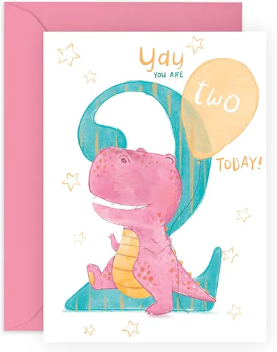CENTRAL 23 Tarjeta de segundo cumpleaños para niña, tarjeta de cumpleaños de hija de dos años, tarjetas de felicitación para bebé de 2 años, tarjeta