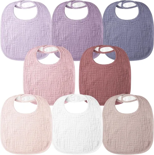 Miniatura 9 de Bearmoss Baberos para babeo y dentición, baberos de muselina 100% algodón para bebé niño y niña, ajustables, ultra absorbentes, paquete de 8 Iceberg