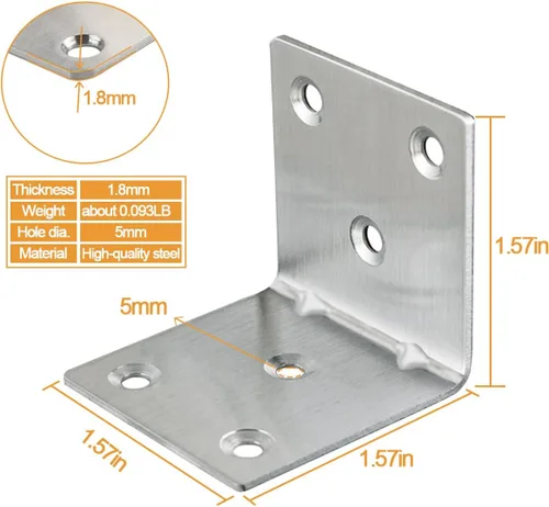 Miniatura 2 de 20 soportes en L de esquina de 1.5 x 1.5 x 1.5 pulgadas, soporte de esquina resistente para madera, soportes de ángulo recto, 1.575 in de ancho