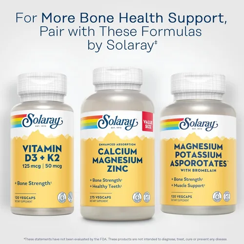 Miniatura 6 de SOLARAY Suplemento de Calcio, Magnesio y Zinc - con Calcio 1000mg, Magnesio 500mg - Salud ósea, función muscular, salud del corazón y apoyo