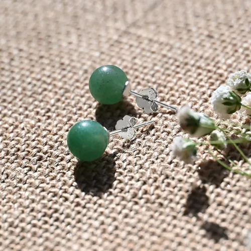 Miniatura 21 de Jade Earrings Studs, Green Jade Earrings for Women, 925 Sterling Silver Stud Earrings for Sensitive Ears, Jade Jewelry for Women & Men