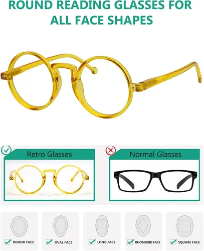 Miniatura 4 de Eyekepper Gafas de lectura redondas para mujeres y hombres lectores retro Amarillo