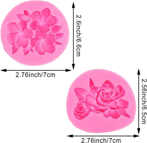 Miniatura 2 de Paquete de 2 moldes de silicona para fondant de flores Gardenia Plumeria Rubra para dulces, chocolate, herramientas de hornear, galletas, pasta