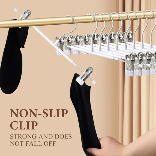 Miniatura 2 de Perchas para Pantalones con Clips Paquete de 10 Perchas Ajustables para Falda para Mujeres Perchas Antideslizantes para Pantalones para Jeans