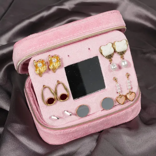 Miniatura 5 de ProCase Joyeros de terciopelo de felpa organizador compacto de joyas de viaje caja de joyería pequeña para mujer estuche de almacenamiento portátil
