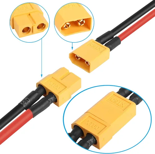 Miniatura 6 de YAODHAOD XT60 Cable de extensión de enchufe 12AWG 50CM cable de silicona, conector XT60 para batería RC Lipo, piezas de juguete de repuesto