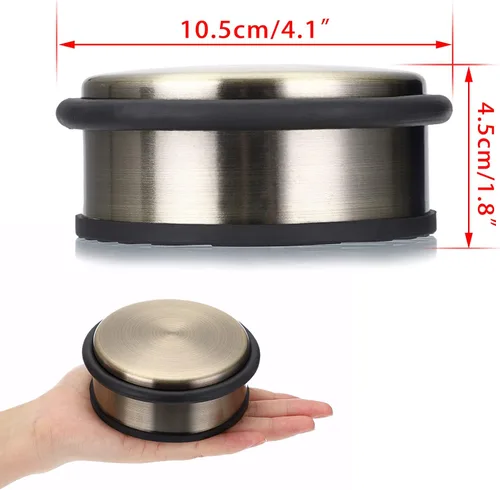 Miniatura 3 de Sumnacon - Tope de puerta resistente para piso, sin necesidad de taladro, de acero inoxidable duradero, con tapón de goma antideslizante - Tope