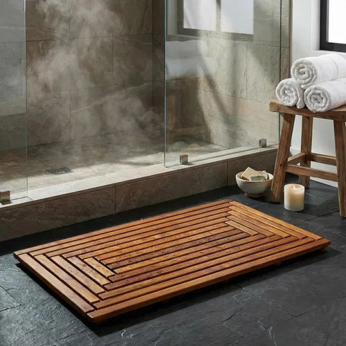 Miniatura 5 de Bare Decor Giza - Tapete para puerta de ducha, spa y madera maciza de teca, 36 x 20 pulgadas