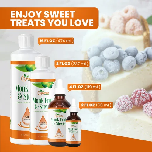 Miniatura 6 de Monk Fruit & Stevia - Gotas edulcorantes líquidas – Edulcorantes naturales y alternativas de azúcar – Mezcla deliciosa sin regusto amargo – Extracto
