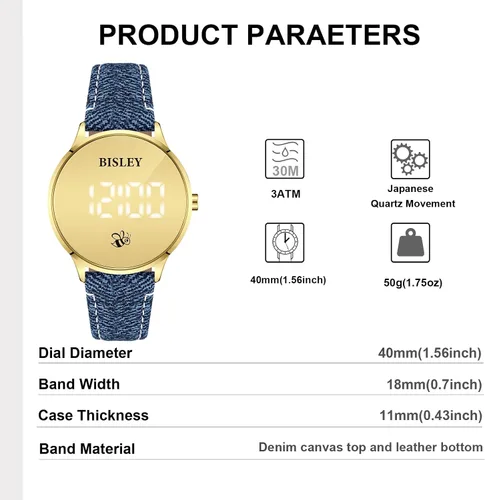 Miniatura 3 de Bisley Unisex Watch Silicone Strap Watch Large Face Watch