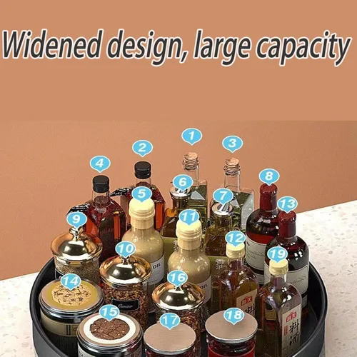 Miniatura 3 de Dxcaicc Estante de especias giratorio de doble capa, caja de almacenamiento multifuncional, estante de almacenamiento giratorio de cocina de 360°