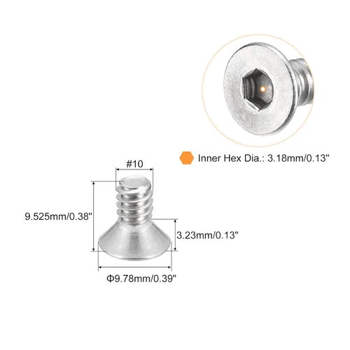 Miniatura 2 de uxcell tornillos de cabeza avellanada plana #10-24x3/8, 25 piezas de tornillos de cabeza plana con rosca completa de acero inoxidable 304, tornillos