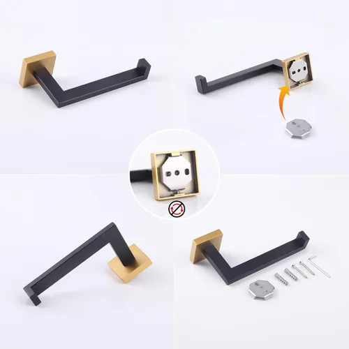 Miniatura 6 de GERZWY Soporte de papel higiénico de baño Dispensador de papel higiénico de acero inoxidable Soporte de rollo de pañuelos Soporte de pared