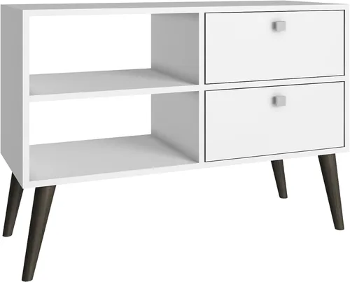 Manhattan Comfort Dalarna - Soporte de TV de 35 pulgadas con 2 cajones y 2 estantes, centro de entretenimiento moderno, mesa auxiliar para sala de