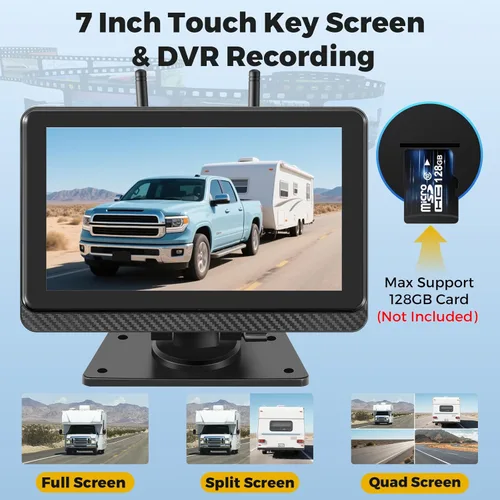 Miniatura 4 de Cámara de respaldo inalámbrica para camión RV, monitor HD IPS de 7 pulgadas, sistema de cámara inalámbrica digital + visión nocturna IR impermeable