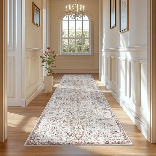 Miniatura 43 de jinchan Kalen - Alfombra de área lavable con diseño floral vintage, alfombra de entrada de medio círculo de 2 x 3, tapete de media luna de pelo