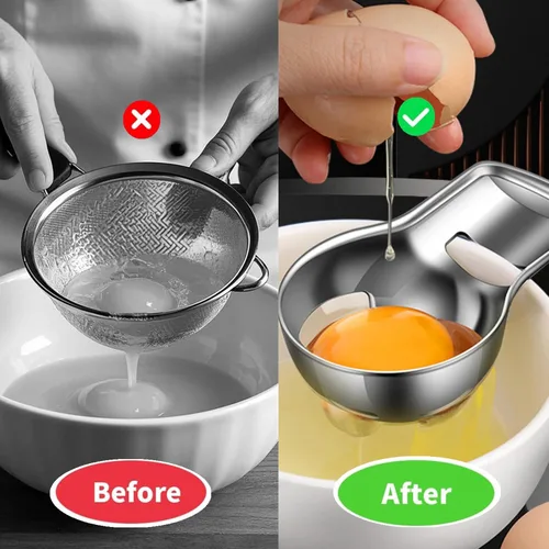 Miniatura 6 de Separador profesional de yema de huevo, filtro de acero inoxidable para cocina, 1 paquete Food Grade Stainless Steel,Kitchen Baking Gadgets，Easy