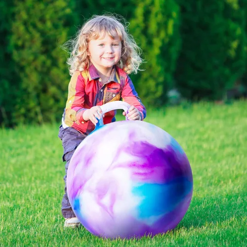 Miniatura 8 de ZOOJOY Hopper Ball, juguetes de salto para niños, pelota inflable de 18 pulgadas con asa para niños y niñas de 3 a 8 años, juguete inflable