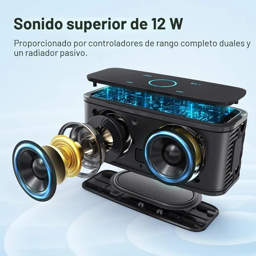 Miniatura 2 de DOSS SoundBox Touch - Altavoz inalámbrico con Bluetooth, sonido HD de 12W con graves ricos, resistente al agua IPX5, 20 horas de reproducción, manos