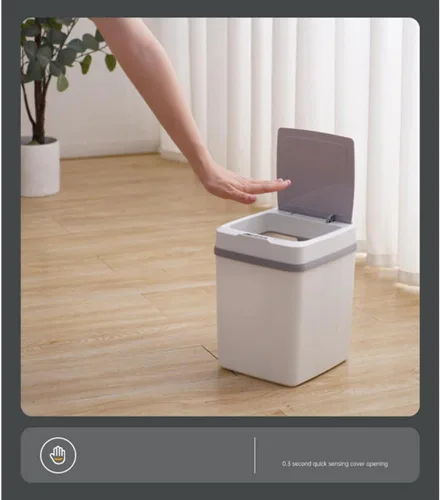 Miniatura 3 de Surakey Cubo de basura inteligente sin contacto con tapa recargable de 12 litros con sensor de movimiento automático, cubo de basura eléctrico