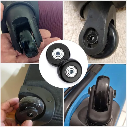 Miniatura 2 de OwnMy Juego de 4 ruedas de equipaje de 45mm x 18mm de repuesto, ruedas de maleta silenciosas de repuesto con tornillos negros, ejes, rodamientos