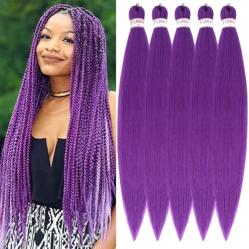 Miniatura 15 de BEFUNNY Cabello para Trenzar, Cabello para Trenzar Pre-Estirado, 24 Pulgadas 8 Paquetes Cabello Preestirado Ombré para Trenzas de Caja de Crochet