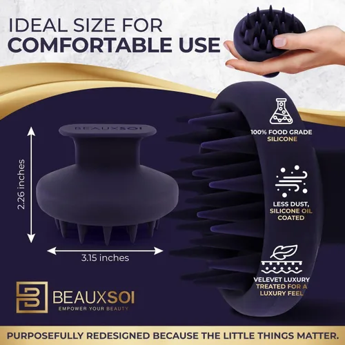 Miniatura 7 de BEAUXSOI Cepillo de silicona para champú y exfoliante de cuero cabelludo, masajeador de cabello para crecimiento, limpiador de cuero cabelludo