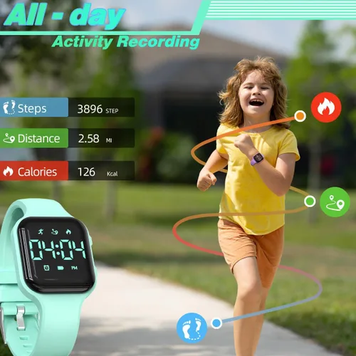 Miniatura 3 de Reloj de contador de pasos para niños, podómetro digital, reloj de pulsera con rastreador de fitness, reloj deportivo impermeable, para niños, niñas