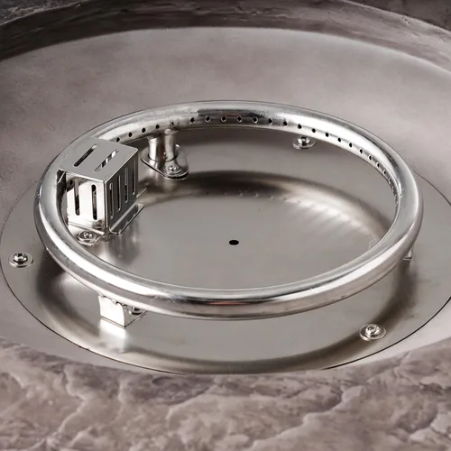 Miniatura 8 de Christopher Knight Home Hoonah - Fogata circular MGO con parte superior gris, 40,000 BTU, 32 pulgadas, piedra natural/parte superior gris