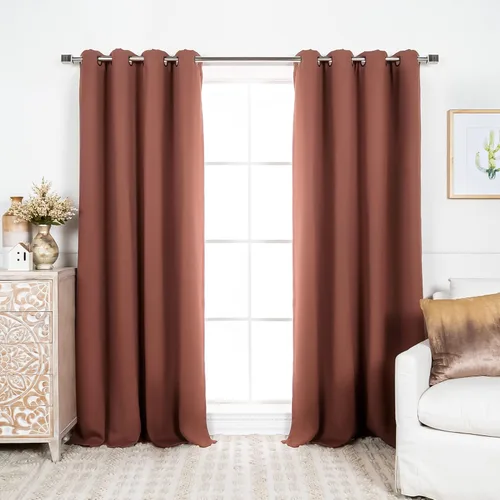 Best Home Fashion Cortinas Opacas 2 Paneles - Tratamiento de Ventana con Aislamiento Térmico Premium Cortinas Opacas para Dormitorio - Parte Castaño
