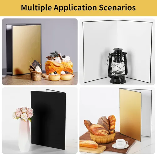 Miniatura 3 de Meking Cartón reflector de luz de 17 x 12 pulgadas, 16.9 x 11.8 in, tablero difusor de luz plegable 3 en 1 para fotografía de productos de A3-1 Pack