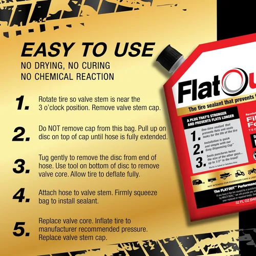 Miniatura 5 de FlatOut Sellador de neumáticos multiusos todoterreno – Previene y repara neumáticos planos – Sella fugas – Contiene Kevlar – Sellador de neumáticos