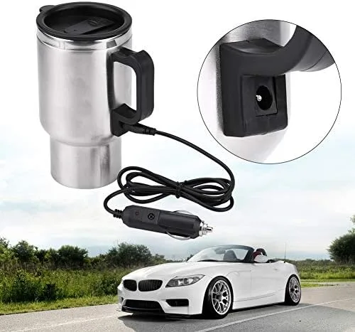 Miniatura 5 de Hervidor eléctrico de agua caliente, 12 V, 15.2 fl oz, hervidores eléctricos de acero inoxidable, taza de calefacción de viaje, taza de café, té