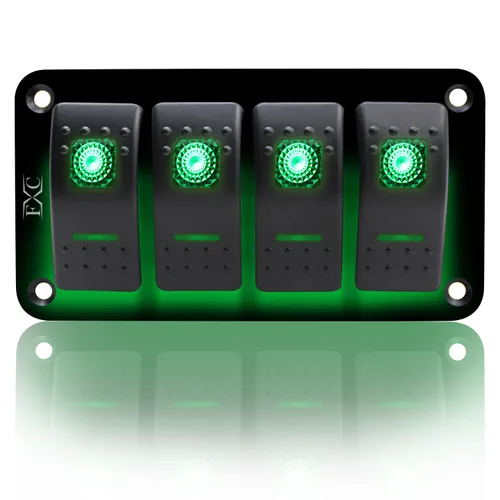 Miniatura 20 de FXC - Panel de interruptor basculante de aluminio de 6 bandas, interruptores de palanca de 5 pines encendido/apagado, 2 LED retroiluminados