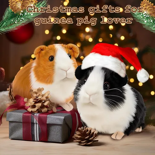 Miniatura 5 de redaica 2 piezas de animales de peluche de cobaya - 7.9 pulgadas de peluche realista, lindos juguetes de cobaya para niños, muñeco de mascota