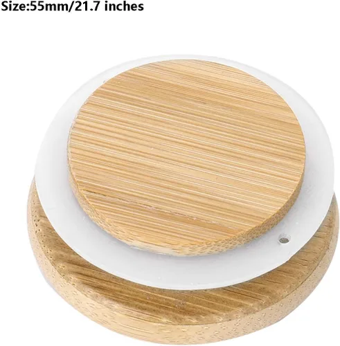 Miniatura 5 de iiniim Tapas reutilizables de bambú, tapas de anillo de sellado de silicona, tapas para pequeñas bocas regulares, conservas de conservas, tarros