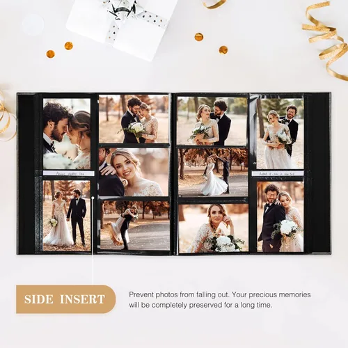 Miniatura 3 de Potricher - Álbum de fotos de 4x6 pulgadas, de lino, con tapa dura, para 600 fotos, de gran capacidad, libro de imágenes para la familia, boda, Gris