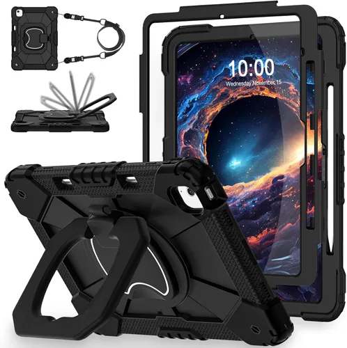 Miniatura 14 de WESOROL Funda para iPad Air de 13 pulgadas M4/M3/M2 2026/2025/2024 con soporte para lápiz, protector de pantalla, soporte giratorio de 360°, funda
