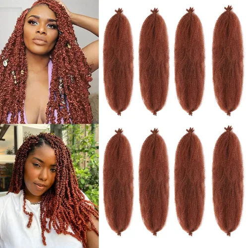 Miniatura 15 de Cabello Afro Twist Elástico de 16 pulgadas, Cabello Kinky para Trenzar, Cabello Marley Twist para Crochet 2# Pre Esponjado, Cabello Spring Twists