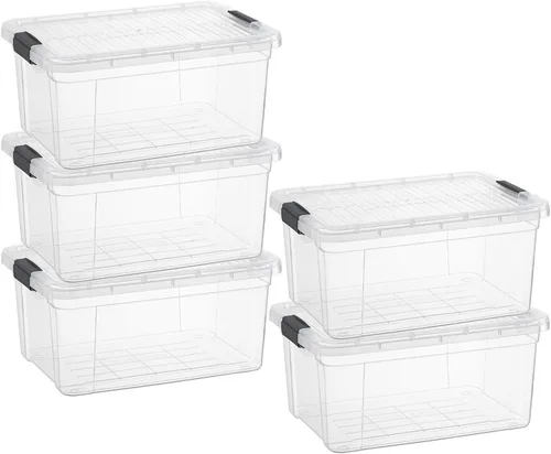 Miniatura 36 de Superio Cajas de almacenamiento transparentes con tapas, contenedores de plástico de 2.5 cuartos de galón para organizar, cajas apilables, sin BPA