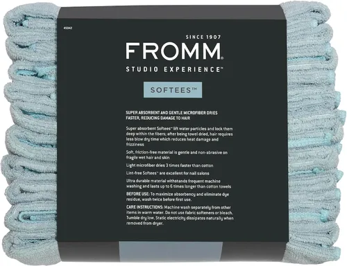 Miniatura 6 de Toallas de microfibra Fromm Softees para peluqueros, barberos, spa, gimnasio en Aqua, 16" por 29", 10 unidades. Toalla perfecta para el cuidado