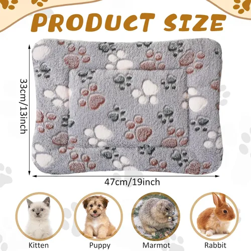 Miniatura 2 de Tuanse Paquete de 4 Tapetes de Cama Ultra Suaves para Perros y Gatos con Lindos Estampados, Almohadilla Reversible de Vellón para Jaula/Perrera