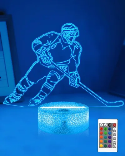Miniatura 12 de Attivolife Luz nocturna de jugador de fútbol americano para niños, lámpara LED de ilusión de rugby 3D, 16 colores cambiantes con control remoto