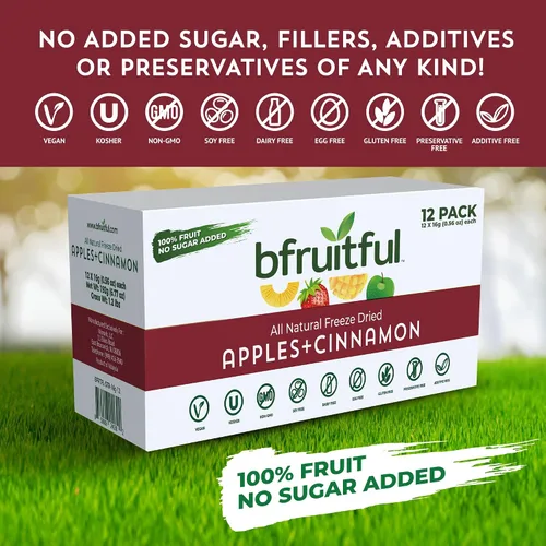 Miniatura 4 de bfruitful Manzana liofilizada + canela, sin azúcar añadido, paquete de bocadillos de frutas liofilizadas o para niños y adultos, bocadillos