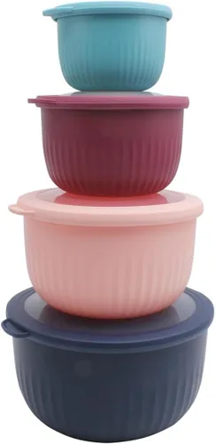 Miniatura 49 de COOK WITH COLOR - Juego de tazones de preparación profundos con tapas, para mezclar, de plástico, pequeños y apilables (color negro degradado)