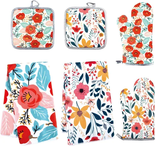Miniatura 19 de 5 Pcs Kitchen Stuff Accessories, Kitchen Oven Mitts and Pot Holders Sets with Cooking Kitchen Aprons for Women,Gifts for Women 5 piezas