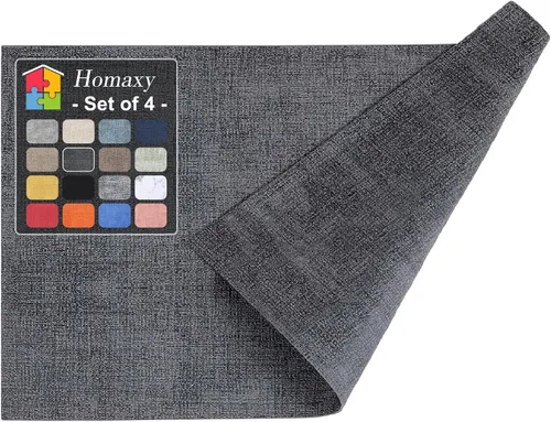Miniatura 56 de Homaxy - Juego de 6 manteles individuales de piel sintética resistentes al calor para mesa de comedor, impermeables, lavables, limpiables, manteles