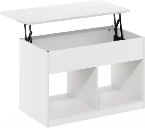 Miniatura 8 de Furinno Jensen - Mesa auxiliar elevable para sala de estar con compartimento oculto, estilo americano