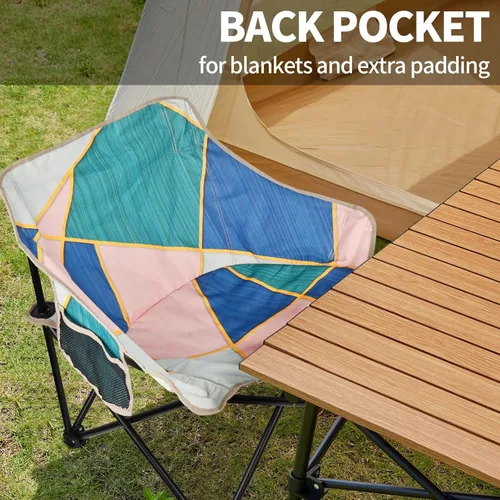Miniatura 3 de Paquete de 2 sillas de camping para adultos, sofá plegable portátil, fácil de instalar, silla de patio, asiento acolchado para césped, silla